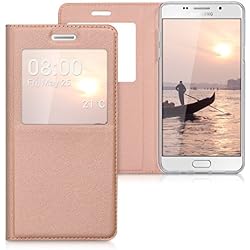 kwmobile Funda para Samsung Galaxy A5 (2016) - Carcasa de [Cuero sintético] con [Ventana] - Case con Solapa [Oro Rosa]