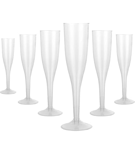 10 Flûtes à Champagne Pied Jaune, Réutilisable - 15 CL | France Effect