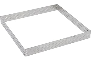 De Buyer Stampo quadrangolare in acciaio inox perforato con bordi dritti, lunghezza cm 20, 3099.22