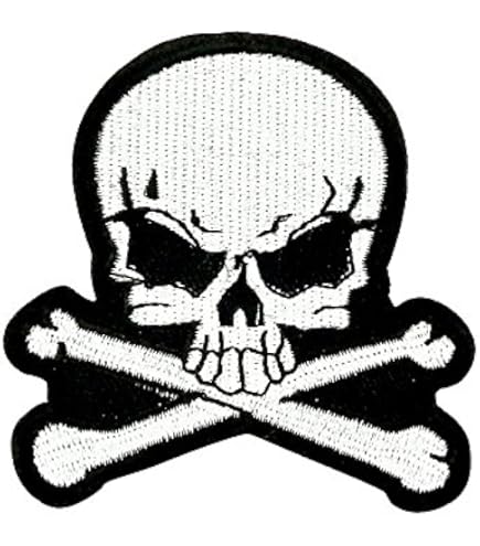 Parche Bordado Biker Motero Francia Con Calavera - Termoadhesivo/hotfix, Negro