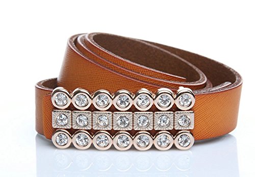 Preisvergleich Produktbild Fang-Studio Ledergürtel, Mode-Gürtel, Echte Leder-Dame, Wildledergürtel, Wasserbohrer, Dünnes Band, Boden Gelb 105Cm