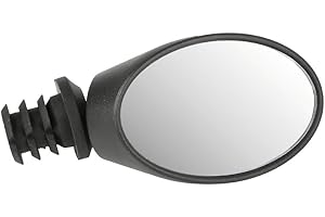 M-WAVE Mini Mirror Spy Oval, 3-D Adjustable, Black, with 2 Brackets for Diferent Handlebardiameters, On Card