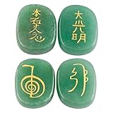Mookaitedecor Green Aventurine Reiki Stones, Engraved Usui Symbols Polished Chakra Palm Stone For Crystal Healing Wiccan Gifts, 1"/2.5cm Length