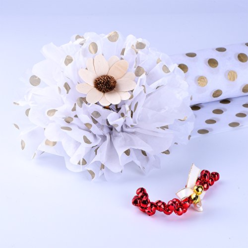 Shappy Polka Punkte Gewebe Papier Punkt Verpackung Papier, Gold und Weiß, 28 Zoll durch 20 Zoll, 30 Blätter - 3