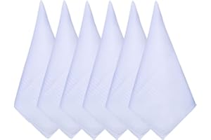 BEHAHAI 6 Pack Cotton Handkerchiefs, Mens Soft Pure White Cotton Handkerchiefs Suit Handkerchief Hankies Large Pocket Squares Hankies 16" x 16" (40cmx40cm)