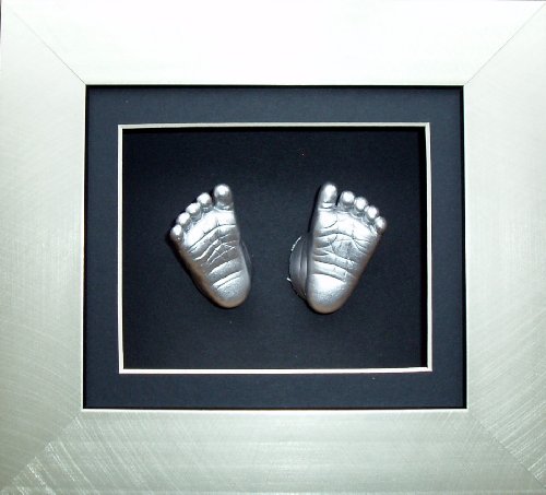 Baby Casting Kit with 6x5" brushed Silver effect 3D Box Display Frame / Silver Metallic Paint by BabyRice