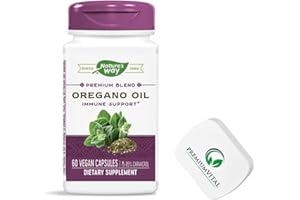 PremiumVital, Nature's Way, Oregano Oil, 75% - 85% Carvacrol, 60 vegane Kapseln, mit praktischer Pillendose, Laborgeprüft, Glutenfrei, Vegetarisch