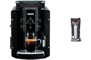 KRUPS ESSENTIAL NOIRE Machine à café broyeur grain Cafetière expresso 2 tasses Nettoyage automatique Buse vapeur Cappuccino YY8125FD & Cartouche Aqua Filter Claris F08801