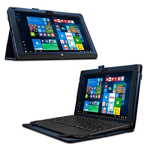 TrekStor SurfTab twin 11.6 Hülle Case -Infiland Slim Fit Folio PU-lederne dünne Kunstleder Schutzhülle Cover Tasche für TrekStor SurfTab twin 11.6 Volks-Tablet, 29,5 cm (11.6 Zoll 2in1 Tablet-PC) (mit Auto Schlaf / Wach Funktion,Tablet und Tastatur sind nicht entgehaltet) (Dunkleblau) - 2