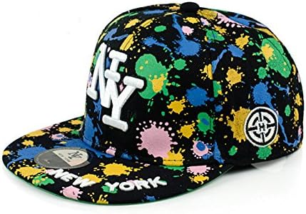 Adults/Boys Black Splash New York Snap Back Cap (Embossed NY logo)