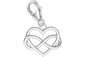 Goldene Hufeisen Breloque en forme de cœur infini en argent 925 véritable pour femme et fille Idée cadeau, Argent sterling Zircone cubique, Pas de gemme