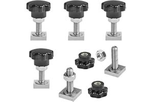 ANTHYTA 6 Stücke Nutsteine T-Nut Adapter Nutensteine M8 Nutsteine Dachträger Edelstahl T-Nut Nutsteine Set mit mit Sterngriffmutter Unterlegscheiben Dachbox Nutensteine für Dachträger Relingträger