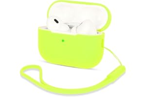 AOTUAO Compatibile con AirPods PRO 2 Custodia Case Cover, Case Protettiva Antiurto Antiscivolo in Silicone per AirPods PRO 2 Seconda Generazione 2022 Custodia con Silicone Lanyard, Bright Yellow