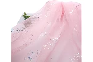 WAMBERE 160cm x 3m Tüll Stoff,Glitzer Tüll Dekostoff mit kleine Pailletten Dekostoff Tüll Stoff für Hochzeit Party Bankett Deko Handwerk Hochzeit Tischedeko Geschenk Bogen Dekostoff,Rosa C