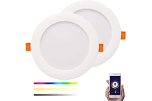SMARTFY Downlight LED WiFi Inteligente RGBW Foco Empotrable Techo WiFi 20W/17W/14W/10W compatible con Alexa y Google Home, Multicolor Regulable compatible con Tuya y Smart Life (20W - 2u)
