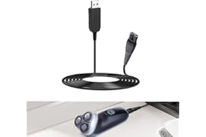 AZWOOD Cable USB de salida para afeitadora Philips de 15 V, cable de alimentación USB de repuesto para HQ8505 Cargadores de afeitadora Philips, Norelco 9700, 9300, 8900, 6100, 5700, 5550, 3000, 4200