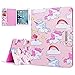 Produktbild WE LOVE CASE iPad 2 Hülle iPad 3 Hülle iPad 4 Hülle Leder mit Automatischem Schlaf Funktion iPad 2 / iPad 3 / iPad 4 Smart Case Hülle Flip PU Case Im Retro und Schön Style Rosa Einhorn Muster Backcover Case Leder Klappbar Tasche Elegant Backcover PU Intern TPU Silikon Weiche Cover Stoßfest Bumper Dünn Brieftasche Wallet Schutzhülle Karten mit Magnet Hüllen Protective Bookstyle Standfunktion Anti-KratzApple iPad 2 / 3 / 4