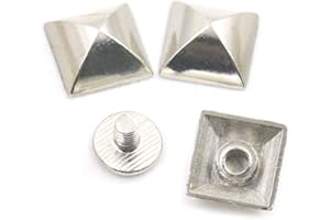 Fujiyuan 20 Stück 10 mm Pyramiden-Nieten mit quadratischen Nieten, Schraubpunkt, Nieten, Taschen, Schuhe, Lederhandwerk, DIY, Nickel