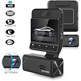 WiFi Dash Cam, Wireless Dashboard Camera FUNANASUN Car DVR Driving Video Recorder Car Camcorder 2.45” IPS LCD, 1080P Full HD Night Vision, with G-Sensor, WDR Loop Recording, Parking Monitor Motion Detection and Picture Zoom in Function