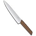 Victorinox Swiss Modern, Carving Knife, Extra Sharp Blade, Straight Edge, 20 cm, Noble Wooden Handle, Stainless Steel, Brown