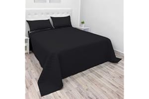 NARCISO - Trapuntino Una Piazza e Mezza Tinta Unita Ideale per la Mezza Stagione, Copriletto 220x270cm, Disponibile in Varie Colorazioni Uniche, Prodotto in Italia (Nero)