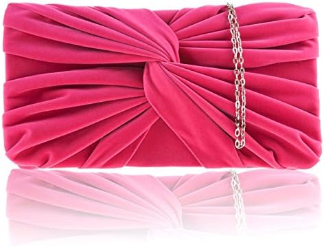 Zarla Womens Designer Faux Suede Clutch Ladies Evening Bag Prom Party Bridal Girl NEW Fuchsia
