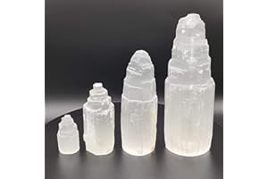 HEIMTEX Selenite Crystal Tower - Natural Polished Selenite Crystal Mountain Pillar Tower in 4 Sizes for Healing, Meditation, Gift & for Home Decor/Room Decor (10cm)