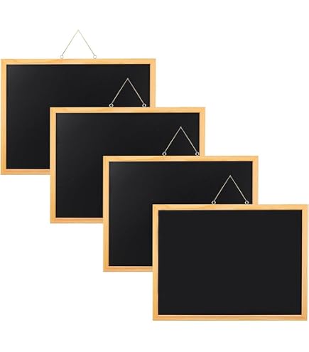 4 Stuks Krijtborden Met Houten Lijst - 30x20 Cm | Mini Memobord Set Met Sponsgum | Perfect Voor Kinderen, Keuken, Buffet Of Feestdecoratie