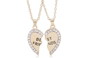 MenYiYDS 2 Stück BFF Halsketten Freundschaftskette Beste Freunde Mädchen Halskette Legierung und Strass verziert für Mädchen Geburtstagsgeschenke Anhänger Kette Geschenke (golden)