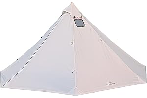 Longeek Tente de Camping 2-4 Personnes Imperméable avec Trou Poêle à Bois 4 Saisons Tipi
