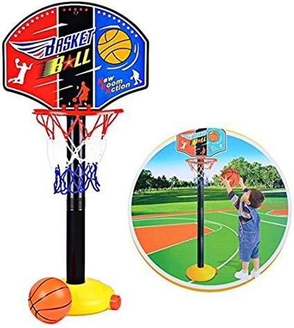 Bigbuyu Toddler Kids Sports Toy Easy Score Basketball Set Mini Basketball Toy Adjustable Basketball Hoop Stand Set for Boys Girls Outdoor Indoor Sports Train Player (One Set)