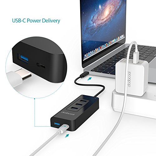 [Ultra dünn und leicht]dodocool USB C Super Speed 4 Port USB 3.0 Hub mit Power Delivery PD USB Typ C Eingang Ladeanschluss für Apple neue MacBook/MacBook Pro - 6