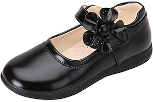 IQYU Chaussures pour fille - Chaussures d'intérieur prince - Ballerines avec fleurs - Pour mariage, maternelle, école, festival, cadeau d'anniversaire - Chaussures individuelles élégantes en cuir de