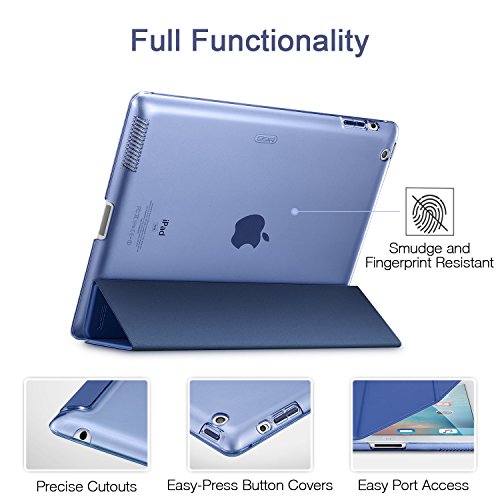 iPad 2 / 3/ 4 Hülle, ESR® Yippee Series Auto Aufwachen/Schlaf Funktion Wickelfalz PU Ledertasche mit Durchschaubar Rückseite Schutzhülle für iPad 2 3 4(Marineblau) - 8