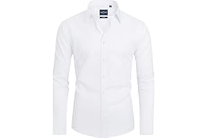 DEMEANOR Mens Dress Shirts Long Sleeve Dress Shirts for Men Slim fit Shirt Mens Casual Shirts Non-Iron Men Formal Shirts