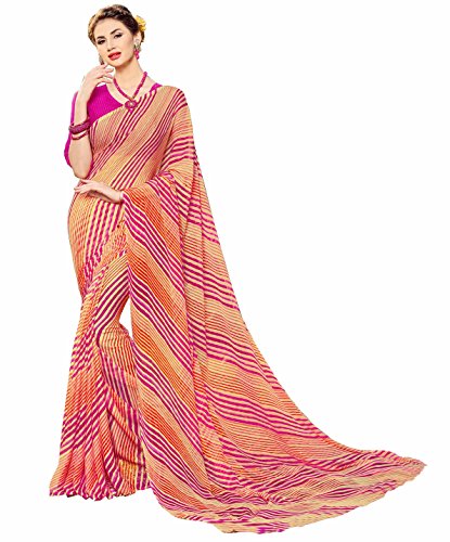 Miraan Printed Chiffon Saree for women with blouse (3202CPINK)