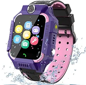 Boutique Smartwatch Phone with SOS Help 14 Puzzle Games Music MP3 MP4 Player HD Selfie Camera Calculator Alarms Pedometer 12/24 Hours for 4-12 Years Old Kids- Purple