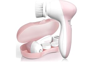 TOUCHBeauty Limpiador Facial Eléctrico, Cepillo Limpieza Facial con 3 Cabezas 360° Giratorio, 2 Velocidades, Para el Acné, Puntos Negros, Piel Muerta y Maquillaje (Rosa Ópalo)