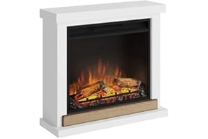 TAGU Hagen Chimenea eléctrica con calefacción, 1500W, Programación de 7 días, Termostato Digital, Control Remoto (Blanco Puro)