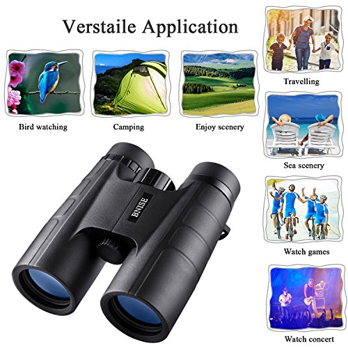 BNISE Binocolo Professionale, Compatto 10x42 HD, Prisma BaK4 FMC con Lenti Completamente Multistrato, Adatto Viaggi All'aperto, Bird Watching, Da Teatro, Caccia e Concerti, Adattatore per Smartphone
