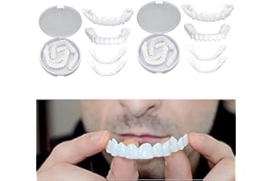 2 Paires Dentier,Dentier Provisoire,Fausse Dent,Dent Provisoire,Facettes Instantanées Dents pour Hommes Femmes Mauvaise Alternative De Blanchiment Des Dents.