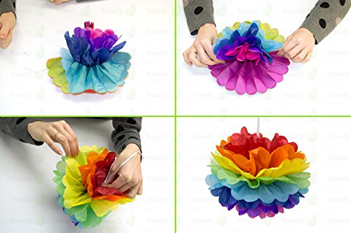 10 Papier Pompons 25cm SET ( grün ) // PomPoms Bommel Papier Kugel Seidenpapier Pompon Blumen - 3