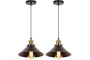 iDEGU 2 Pezzi Lampade a Sospensione Industriale 22CM Lampada da Soffitto Vintage Stile Edison E27 Lampadario a Sospensione Retrò per Soggiorno Sala da Pranzo Cucina Bar Ristorante (2x Nero)