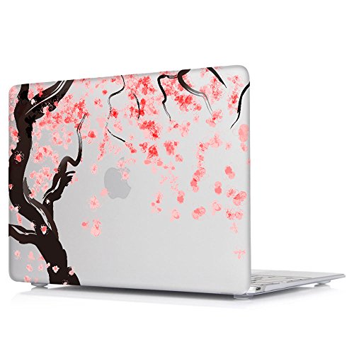 TwoL Kirschbl  ten Plastik Hartschale H  lle f  r MacBook Air 13 Zoll Case Cover  Transparent