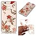Produktbild Durchsichtig Hülle für Huawei P9 Lite,Glitzer Hülle für Huawei P9 Lite,Leeook Noble Stylish Schön Glitzer Bling Shiny Sparkle Rot Azalee Gemalt Strass Muster Entwurf Weich Transparent Clear TPU Silikon Zurück Schutzhülle Tasche Crystal Hülle Handyhülle Etui Bumper Case Cover für Huawei P9 Lite + 1 x Schwarz Eingabestift-Red Azalea