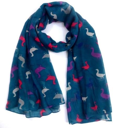 Joy To Wear Colourful Duck Print Ladies Fashion Scarf (Dark Green)