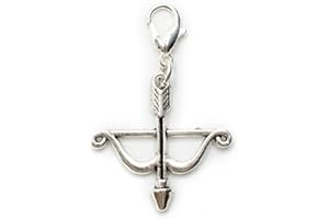 Miniblings Ciondolo a forma di freccia, con segno zodiacale, Sagittario, realizzato a mano, alla moda, placcato argento, ciondolo per bracciale, 25mm, Metallo