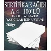 A4 Certificate Paper Thick 100 Pieces Weighted Copy Paper 200 gr 21x29.7 cm Thick Printing Paper Compatible with All Printers