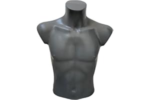 fella4stores Basic Herrentorso kurz grau, Schaufensterpuppe, Büste mit Nackengewinde aus PE Kunststoff