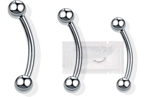 WARRIOR Piercing para Cejas Circular/Curvado estéril en Acero quirúrgico 316L 16G (1,2 mm) con una Bola de 3 mm de Longitud 8 mm 10 mm 12 mm PMS-001
